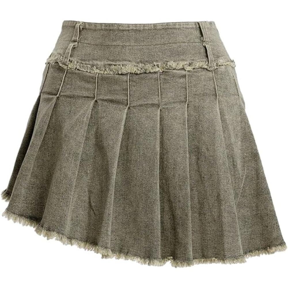 New XS Aelfric Eden Pleated, Vintage Washed Denim Skirt